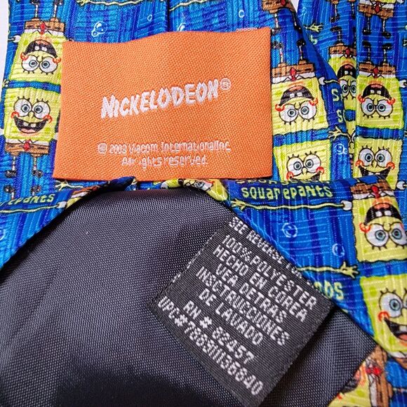 Nickelodeon Tie Navy Blue Sponge Bob Square Pants - 100% Polyester - Picture 4 of 4